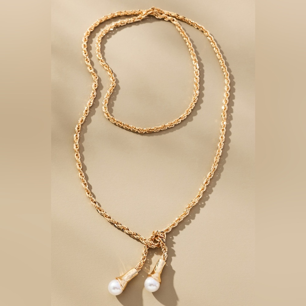 Anthropologie silver Pearl Drop Necklace